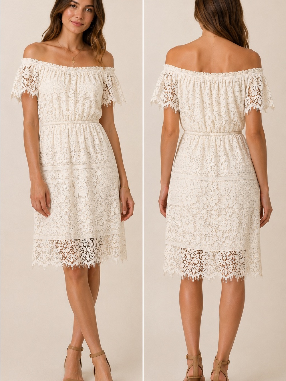 Lucky Brand Off-Shoulder Lace Midi Dress